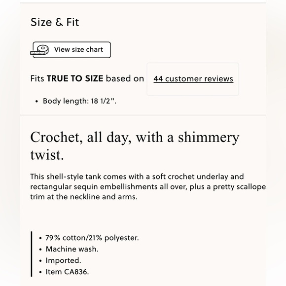 Jcrew Crochet sequin tank top szL NWT - Picture 4 of 7